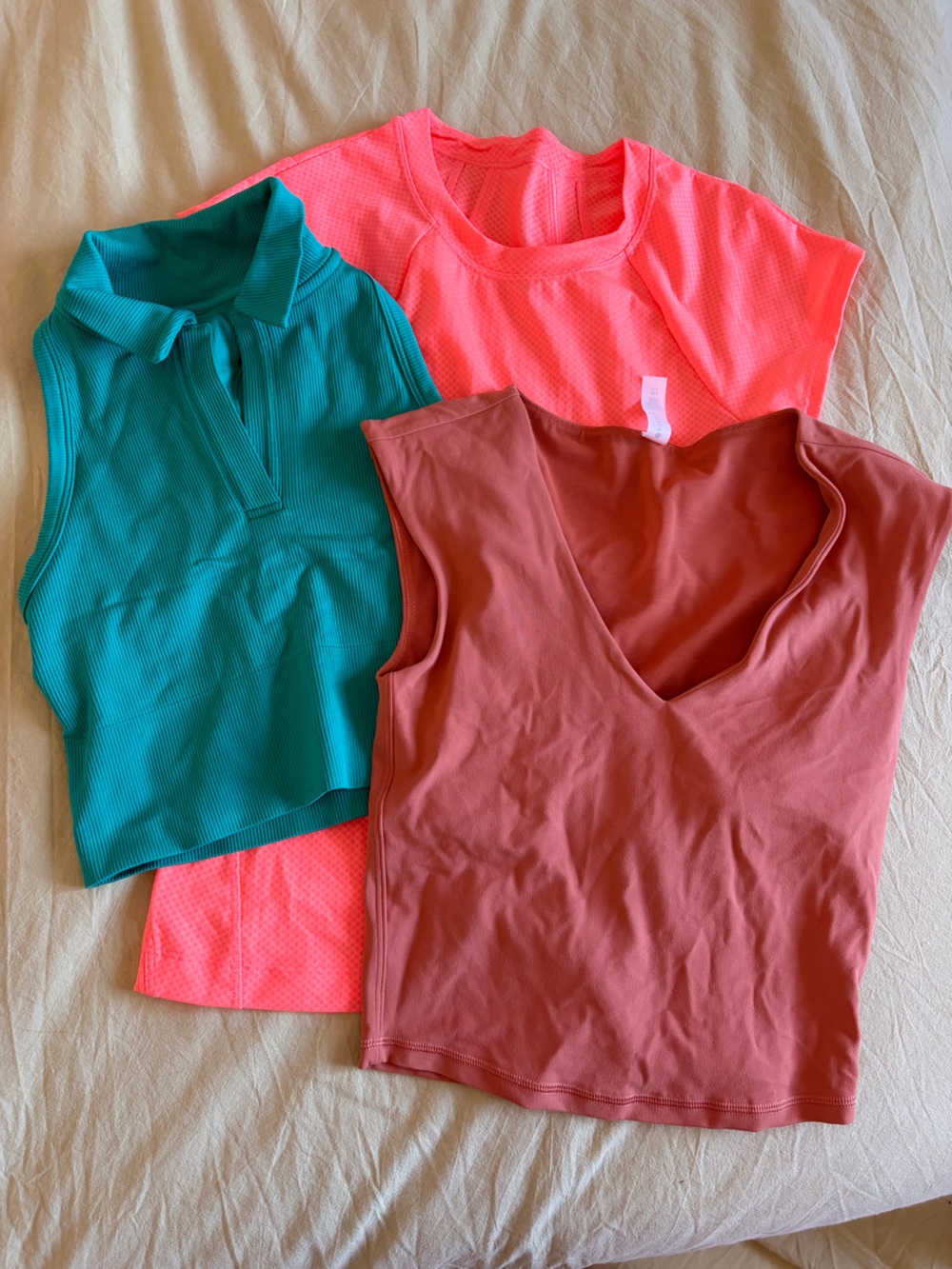 3 Athleta Active Tops Aurora Allyson Felix Transcend Pink Teal Orange XXS